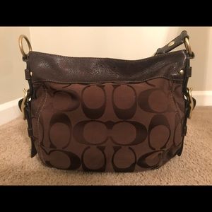 Coach Zoe Brown Jacquard Signature Hobo Bag